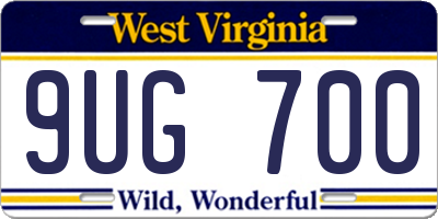 WV license plate 9UG700