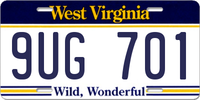 WV license plate 9UG701