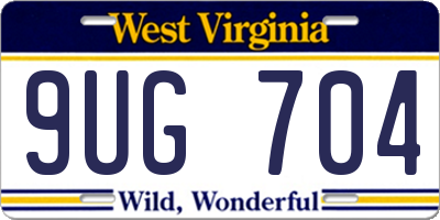WV license plate 9UG704