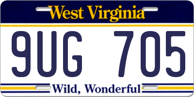 WV license plate 9UG705