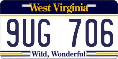 WV license plate 9UG706