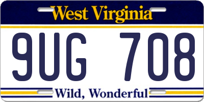 WV license plate 9UG708