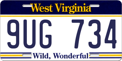 WV license plate 9UG734