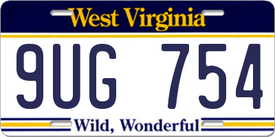 WV license plate 9UG754