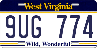 WV license plate 9UG774