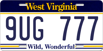 WV license plate 9UG777