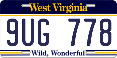WV license plate 9UG778