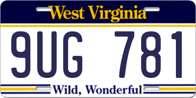 WV license plate 9UG781