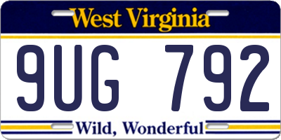WV license plate 9UG792
