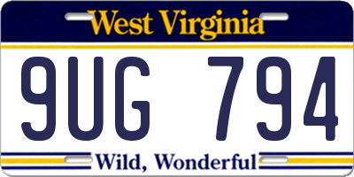 WV license plate 9UG794
