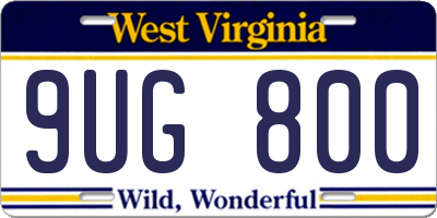 WV license plate 9UG800