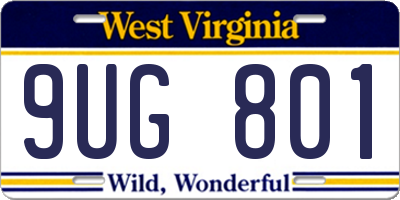 WV license plate 9UG801