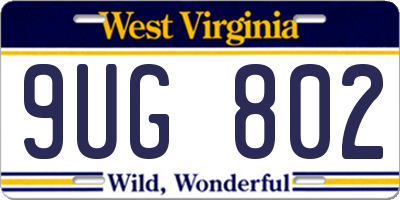 WV license plate 9UG802
