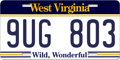 WV license plate 9UG803