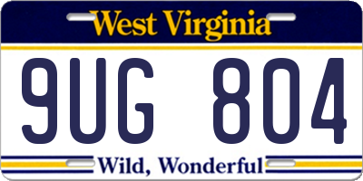 WV license plate 9UG804