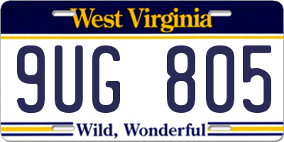 WV license plate 9UG805