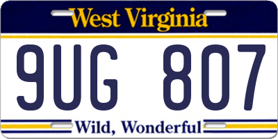 WV license plate 9UG807