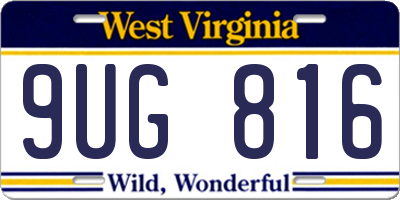 WV license plate 9UG816