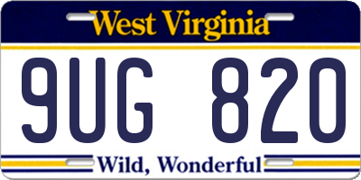 WV license plate 9UG820