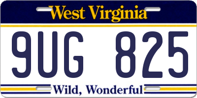 WV license plate 9UG825