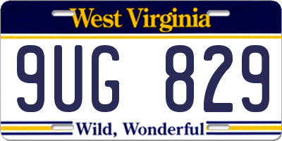 WV license plate 9UG829