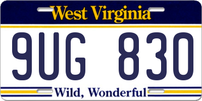 WV license plate 9UG830