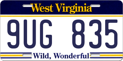 WV license plate 9UG835