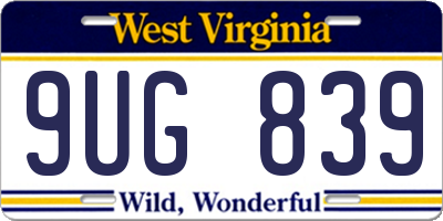 WV license plate 9UG839