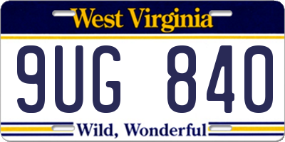 WV license plate 9UG840