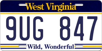 WV license plate 9UG847