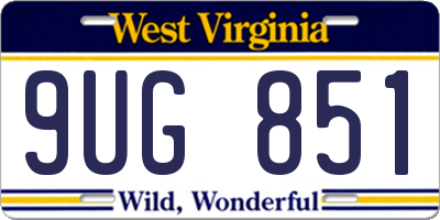 WV license plate 9UG851