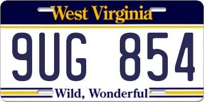 WV license plate 9UG854