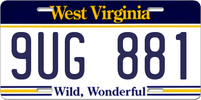 WV license plate 9UG881