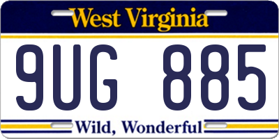 WV license plate 9UG885
