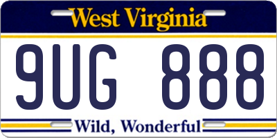 WV license plate 9UG888