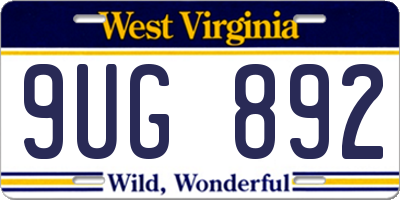 WV license plate 9UG892