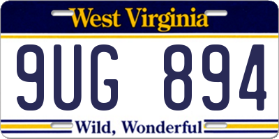 WV license plate 9UG894