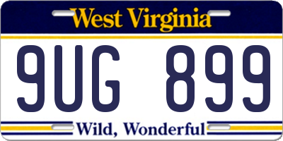 WV license plate 9UG899