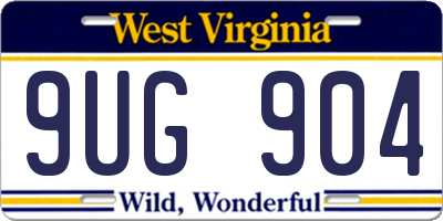 WV license plate 9UG904
