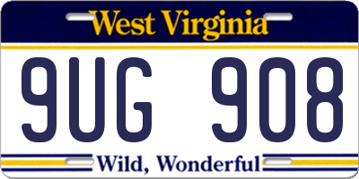 WV license plate 9UG908