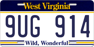 WV license plate 9UG914