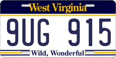 WV license plate 9UG915