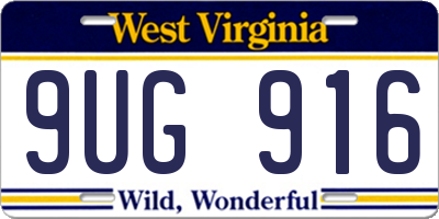 WV license plate 9UG916