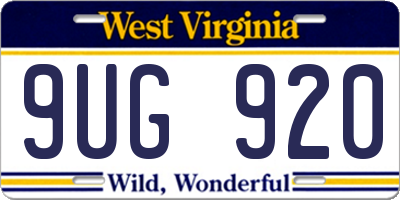 WV license plate 9UG920