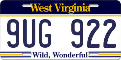 WV license plate 9UG922