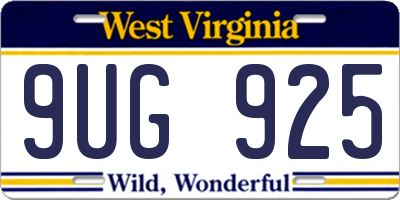 WV license plate 9UG925