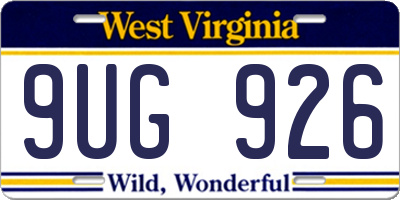 WV license plate 9UG926
