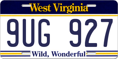 WV license plate 9UG927