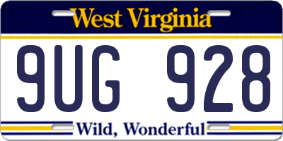 WV license plate 9UG928