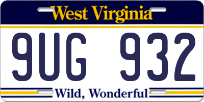 WV license plate 9UG932